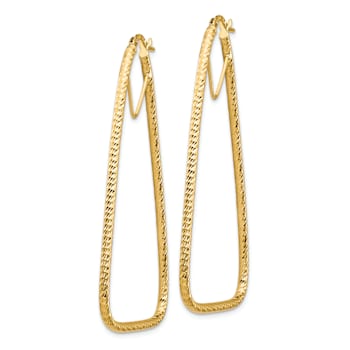 14k Yellow Gold Polished and Diamond-Cut 2 1/4" Double Triangle
Hoop Earrings