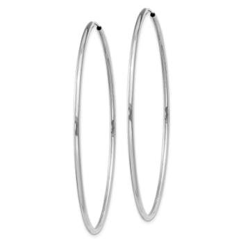 Rhodium Over 14k White Gold 2" Polished Endless Hoop Earrings