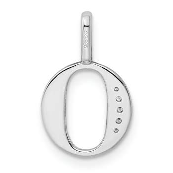 14K White Gold Diamond Letter O Initial Pendant