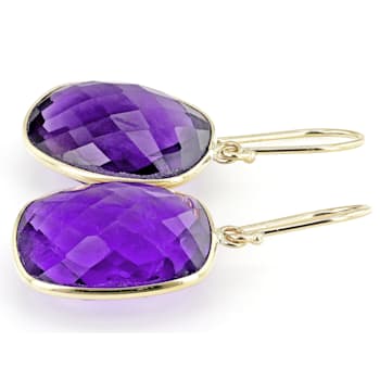 Purple Amethyst 14k Yellow Gold Earrings 18.00ctw