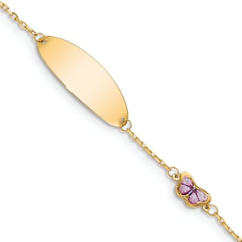 14k Yellow Gold Children's Enamel Butterfly ID Bracelet