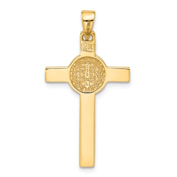 14k Tri-color Gold Crucifix and Saint Benedict Pendant