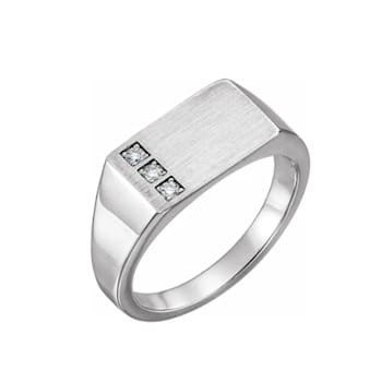 14K White Gold Men's Diamond Signet Ring .10ctw