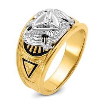 10K Two-tone Yellow and White Gold Men's Enameled and Diamond 32nd
Scottish Rite Masonic Ring
