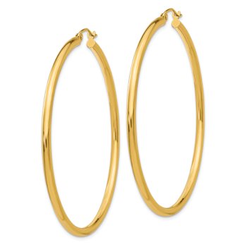 14k Yellow Gold Polished 2 3/16" Tube Hoop Earrings