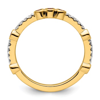 14K Yellow Gold Stackable Expressions Rhodolite Garnet and Diamond Ring 0.285ctw
