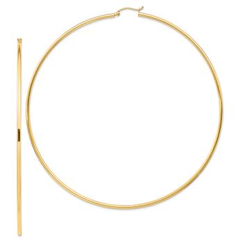 14k Yellow Gold 4" Polished Tube Hoop Earrings