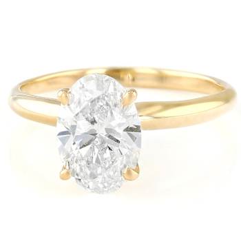 Lab-Grown Diamond Oval Solitaire Ring In 14K Gold 2.00ct