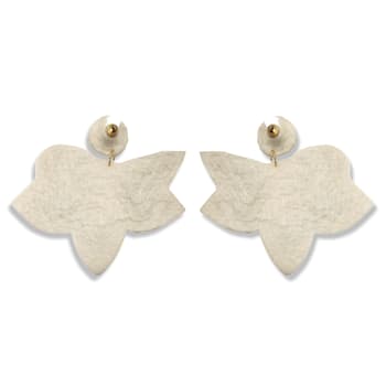 White Seed Beads With Clear Crystal Butterfly Earring