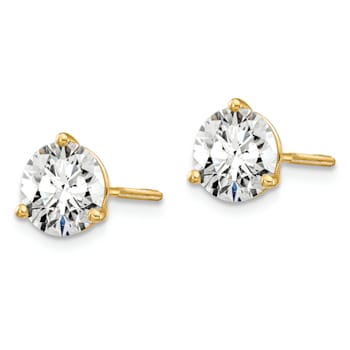 14K Yellow Gold Lab Grown Diamond 2ct. VS/SI GH+, 3 Prong Screwback Earrings