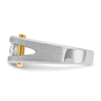 10K Two-tone Yellow and White Gold Men's Polished Satin and Cut-Out
3-Stone Diamond Ring 0.78ctw
