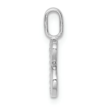 14K White Gold Diamond Letter B Initial Pendant