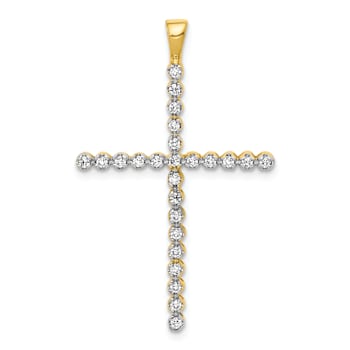 14K Two-tone Gold  Diamond Cross Pendant
