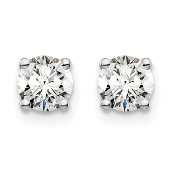 White Lab-Grown Diamond 14k White Gold G-H SI 4-Prong Stud Earrings 0.74ctw