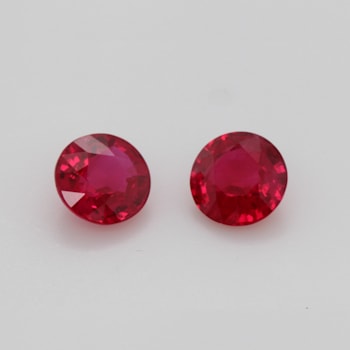 Pigeon Blood Ruby 7.5mm Round Matched Pair 4.03ctw