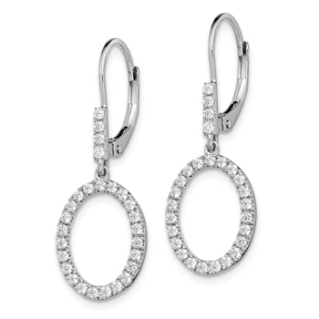 Rhodium Over 14K White Gold Lab Grown Diamond SI1/SI2, G H I, Oval
Leverback Earrings