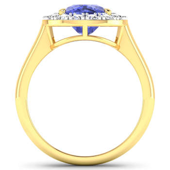 3.41ctw Violet Tanzanite and Diamond 14K Yellow Gold Halo Ring