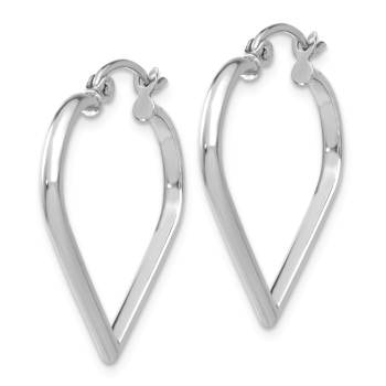Rhodium Over 14k White Gold 7/8" Heart Hoop Earrings