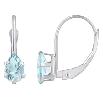 6x4mm Pear Shape Aquamarine Rhodium Over 10k White Gold Drop Earrings