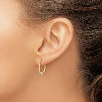 14k Yellow Gold and 14k Rose Gold with Rhodium Over 14k Yellow Gold
13/16" Satin Hoop Earrings