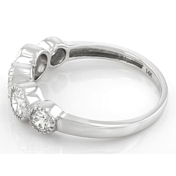 Lab-Grown Diamond Milgrain Bezel Set Band Ring In 14K White Gold 1.00ctw