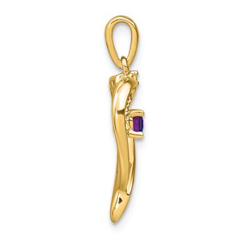 14k Yellow Gold Amethyst and Diamond Heart Pendant