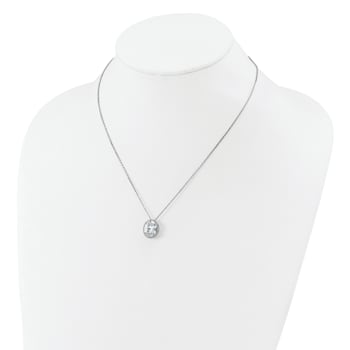 Rhodium Over Sterling Silver Fancy Oval Cubic Zirconia Halo With 2 Inch
Extension Necklace