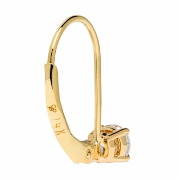 White Cubic Zirconia 14k Yellow Gold Earrings With Velvet Gift Box 0.50ctw