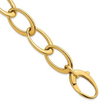 14K Yellow Gold Oval Link 7.5 Inch Bracelet