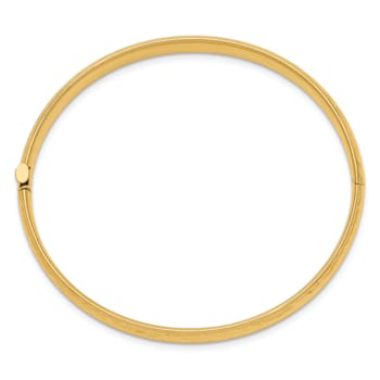 14k Yellow Gold Kids Polished, Textured and Diamond-Cut 5mm Hinged Bangle