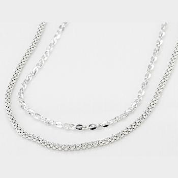 Twisted Serpentine And Diamond-Cut Popcorn Chain Necklace Set Of 2 In
Sterling Silver 24 Inch