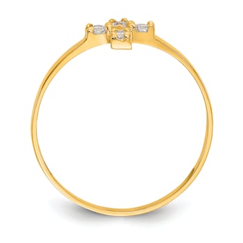 14K Yellow Gold Cubic Zirconia Cross Baby Ring