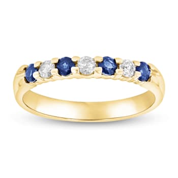 Sapphire and Diamond 14k Yellow Gold Band Ring 0.50ctw