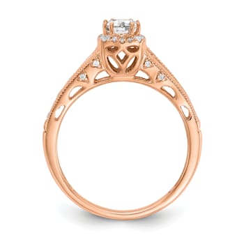 14K Rose Gold Lab Grown Diamond VS/SI GH, Fancy Halo Complete Engagement
Ring 0.894ctw