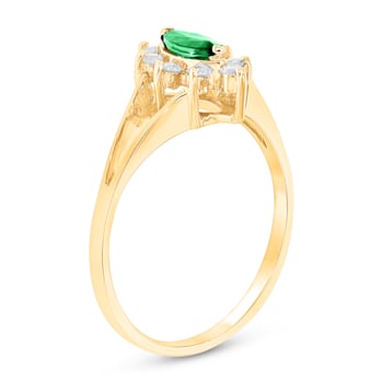 0.35ctw Emerald and Diamond Ring in 14k Yellow Gold