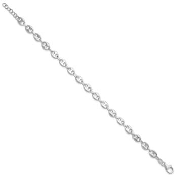 Rhodium Over Sterling Silver 7.25-inch with 0.5-inch Extension Fancy
Link Bracelet