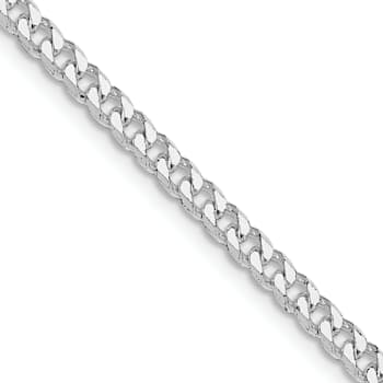 Rhodium Over Sterling Silver Polished 3.15mm Curb Chain Necklace
