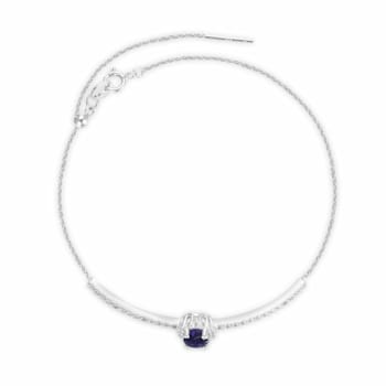 Sapphire and White Topaz Sterling Silver Bolo Bracelet