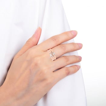 White Sapphire Stacked Ring 14K Rose Gold Over Sterling Silver Multi
Shape Ring