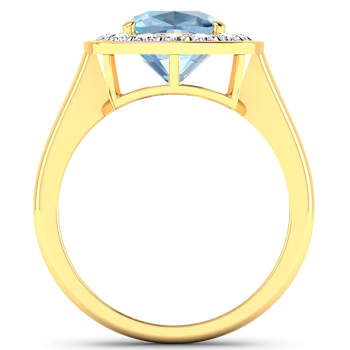 1.96ctw Blue Aquamarine and Diamond 14K Yellow Gold Halo Ring