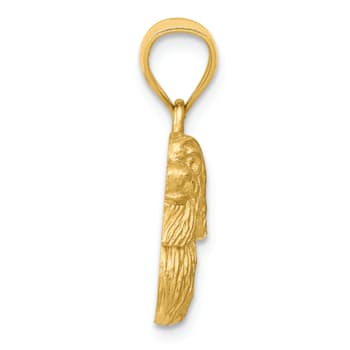 14k Yellow Gold Diamond-Cut and Brushed Shih Tzu Pendant