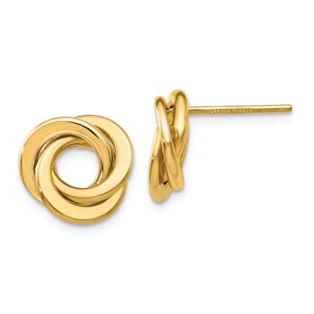 14k Yellow Gold 11mm Polished Intertwined Circles Stud Earrings