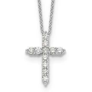 Rhodium Over 10k White Gold 0.50 ctw Diamond Cross Pendant with 18 inch
Cable Chain