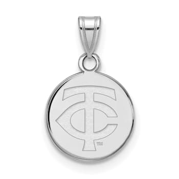 Rhodium Over Sterling Silver MLB Minnesota Twins LogoArt Circle Pendant