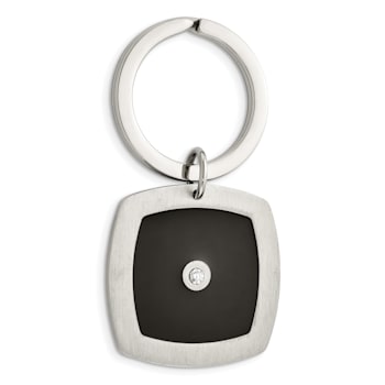 White Cubic Zirconia And Black Enamel Stainless Steel Boxed Set
