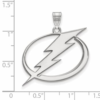Rhodium Over Sterling Silver NHL LogoArt Tampa Bay Lightning Extra Large Pendant