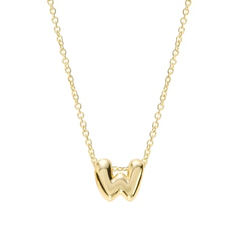 CZ Initial W Tennis Necklace And Pendant Set In 14K Gold Over Brass 4.05ctw