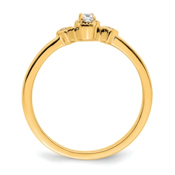 14K Yellow Gold Petite Beaded Edge Cushion Diamond Ring 0.10ctw