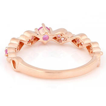 Lab-Created Pink Sapphire Band Ring In 18K Rose Gold Over Sterling
Silver 0.19ctw