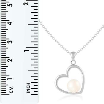 7.5-8mm Button White Cultured Freshwater Pearl Rhodium Over Sterling
Silver Pendant
